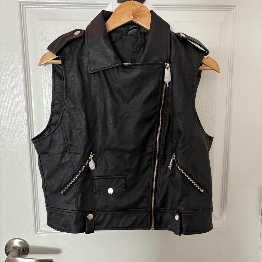 Black Faux Leather Vest